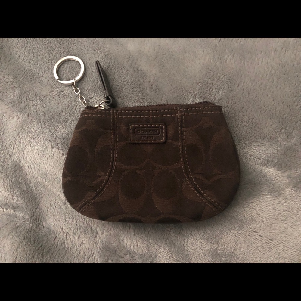 Coach Signature fabric coin purse mini wallet